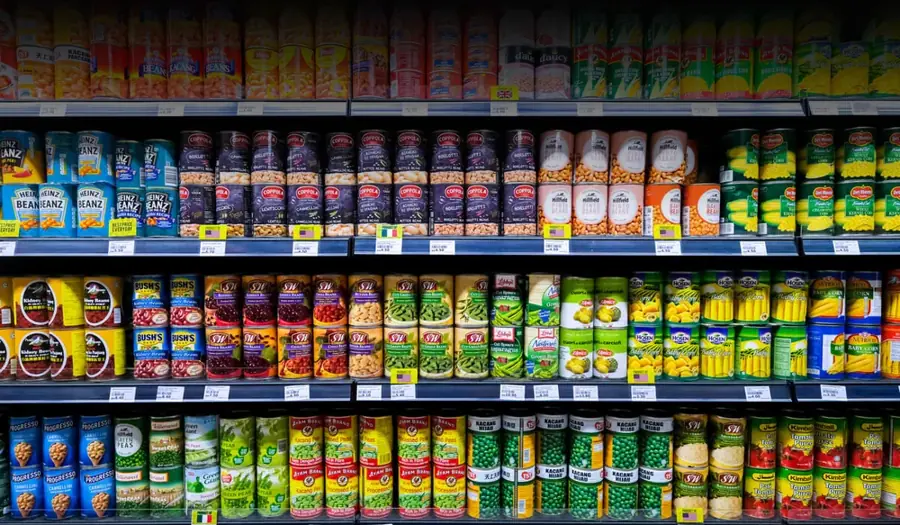 Packaged goods on retail shelves